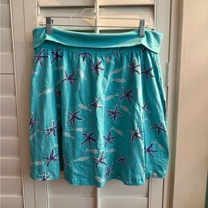 West Indies With Love Turquoise Starfish Print Skort